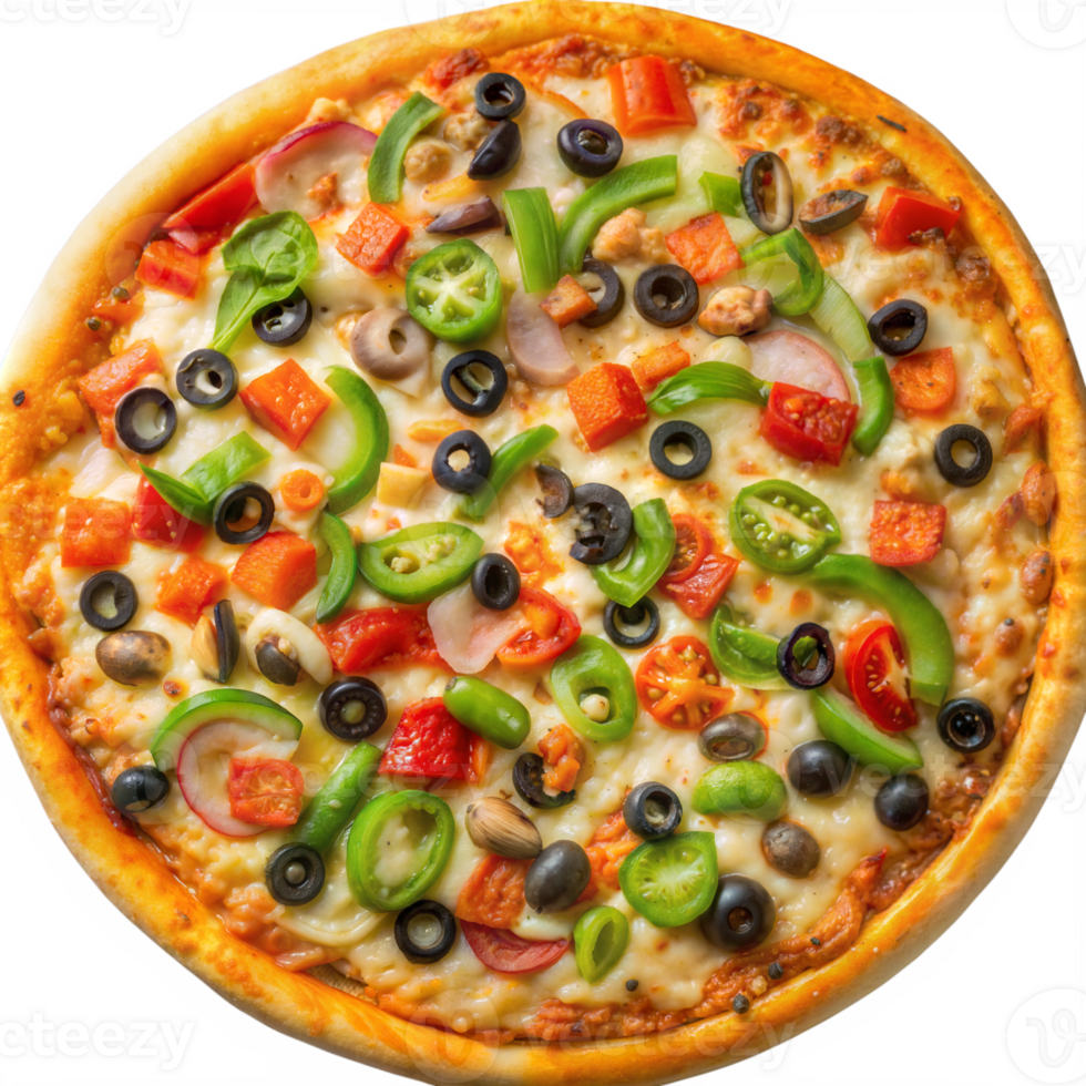 A pizza with many different toppings png