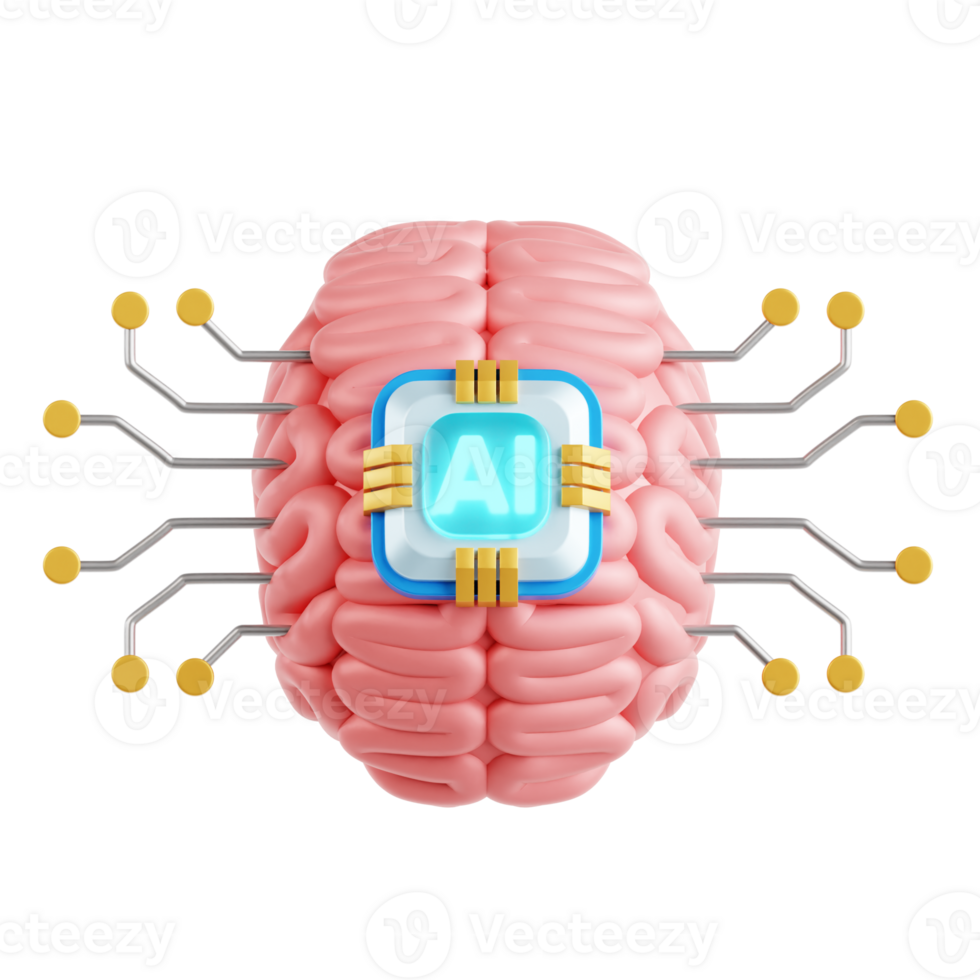 AI Brain 3D Icon Illustration png