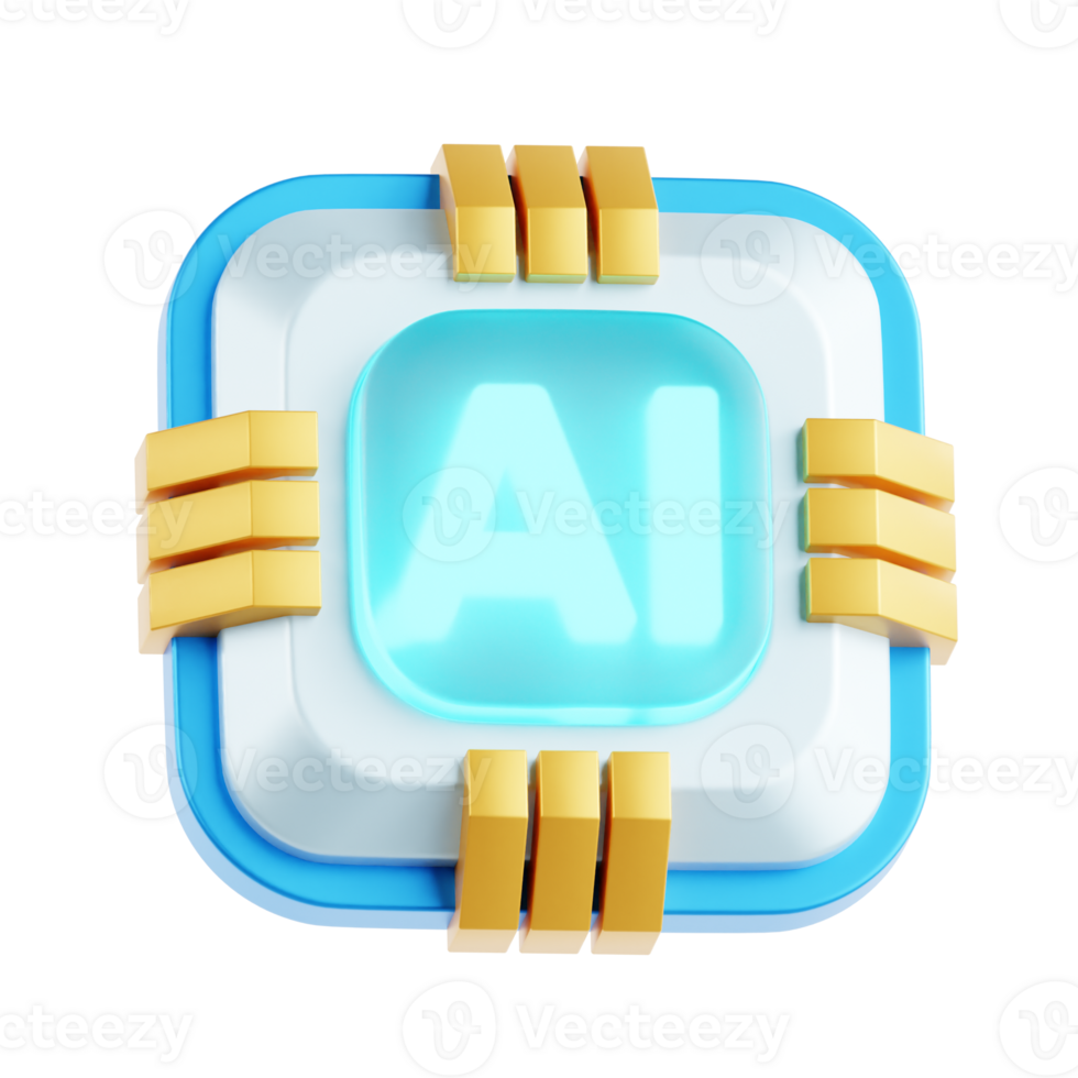 AI Chip 3D Icon Illustration png