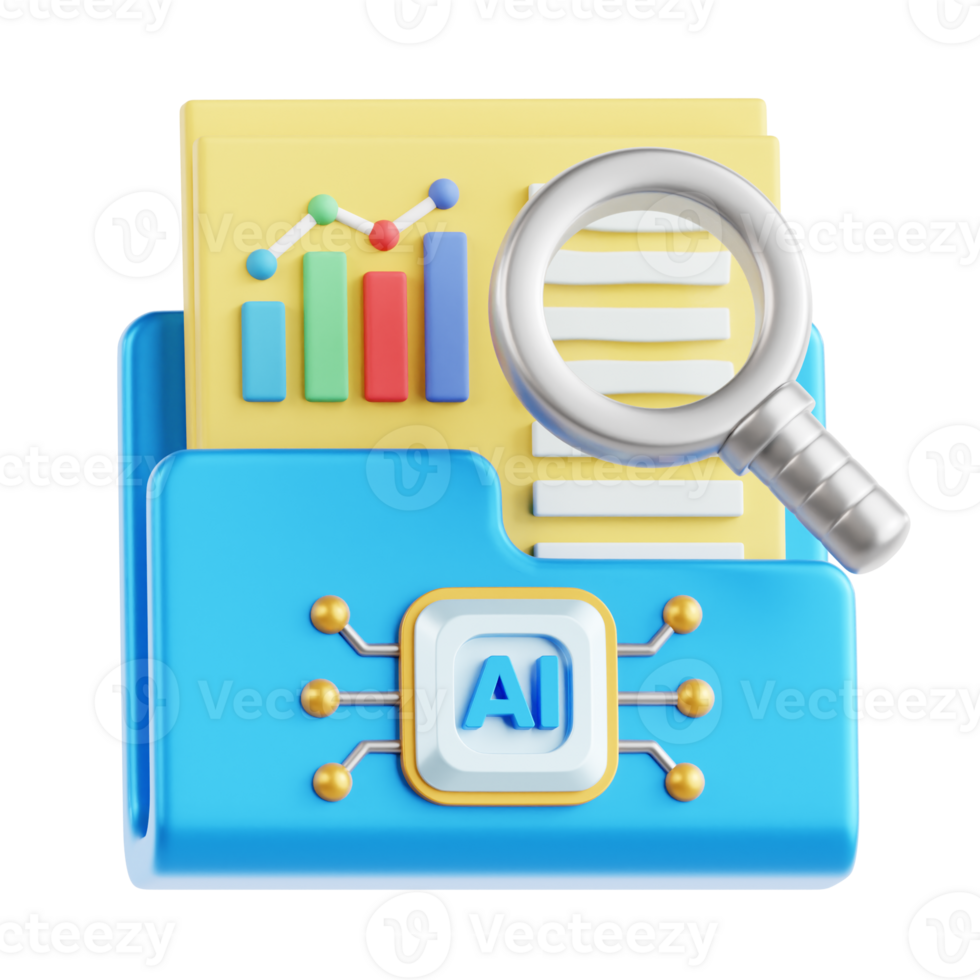 AI Data Search 3D Icon Illustration png