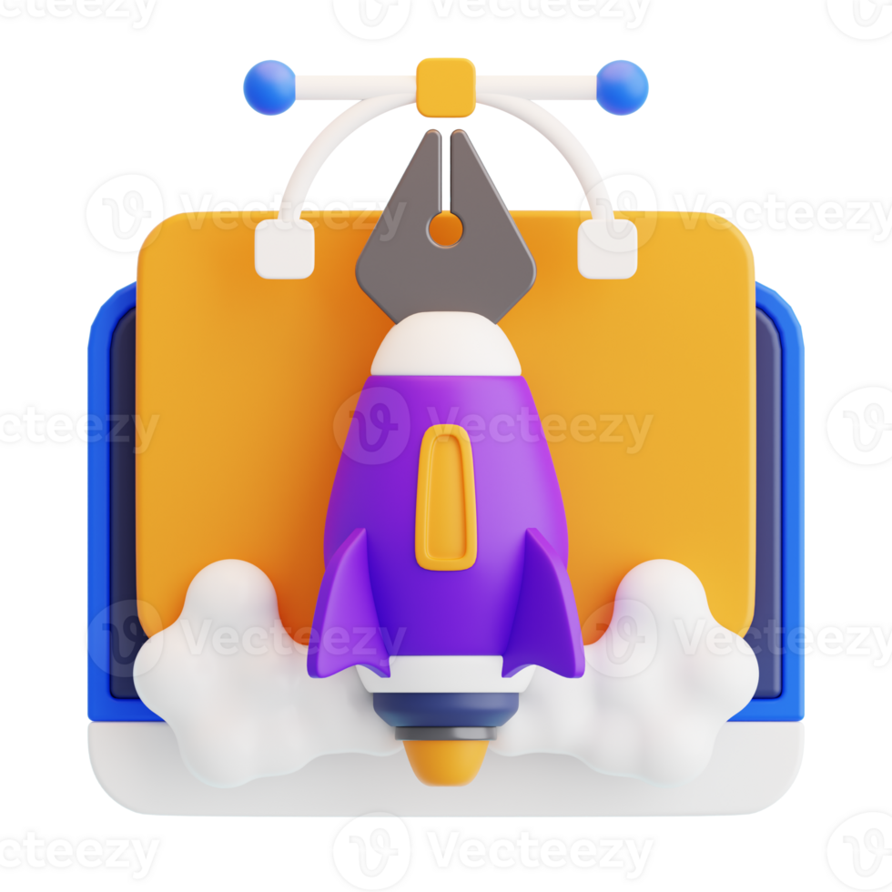 Design Launching 3D Illustration png