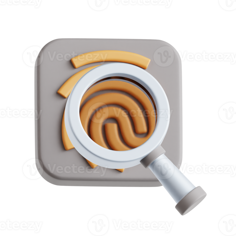 Fingerprint Investigation 3D Illustration png