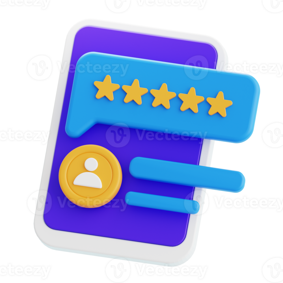 5 Star Rating 3D Illustration png
