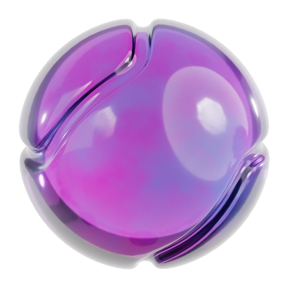 3d abstract shape glass purple gradient on a transparent background png