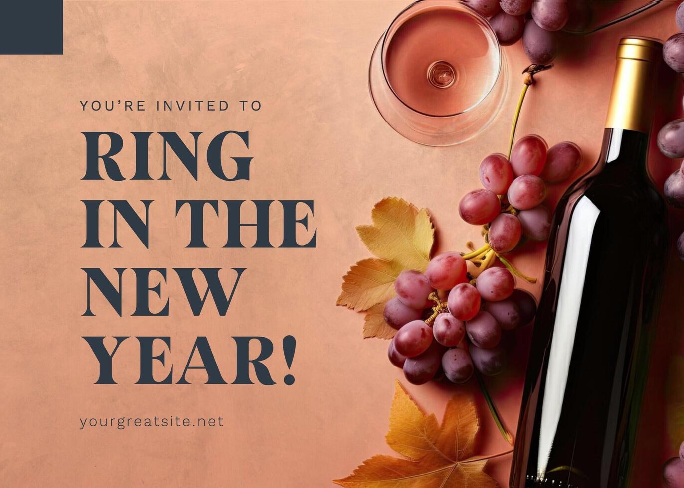 Peach Grey New Year Dinner Invitation template
