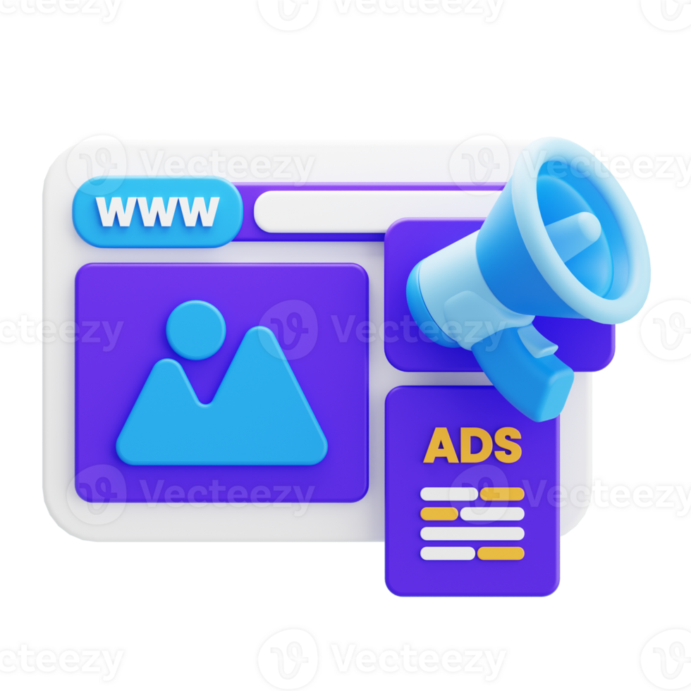 Website Ads 3D Illustration png