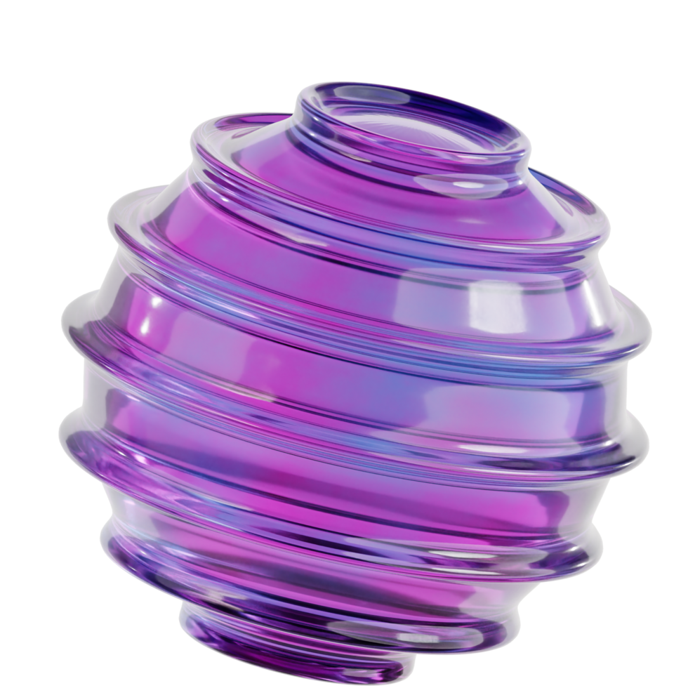 3d abstract shape glass purple gradient on a transparent background png