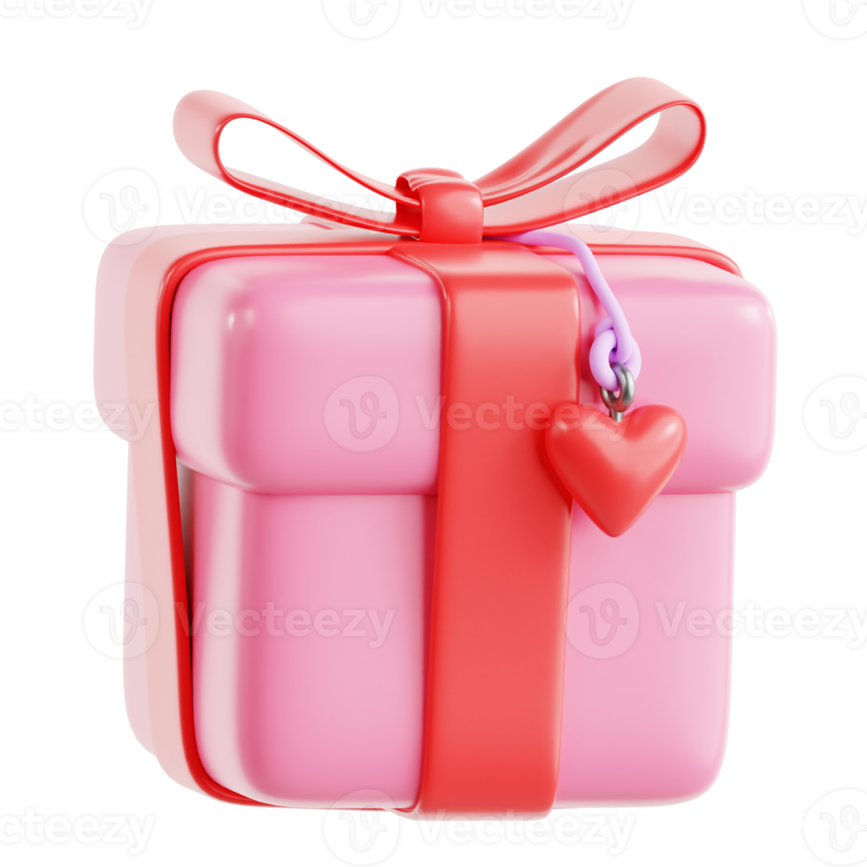 3D Valentine Gift Box Illustration png