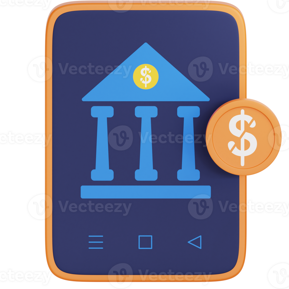Mobile banking 3d icon. Payment icon 3d rendering png