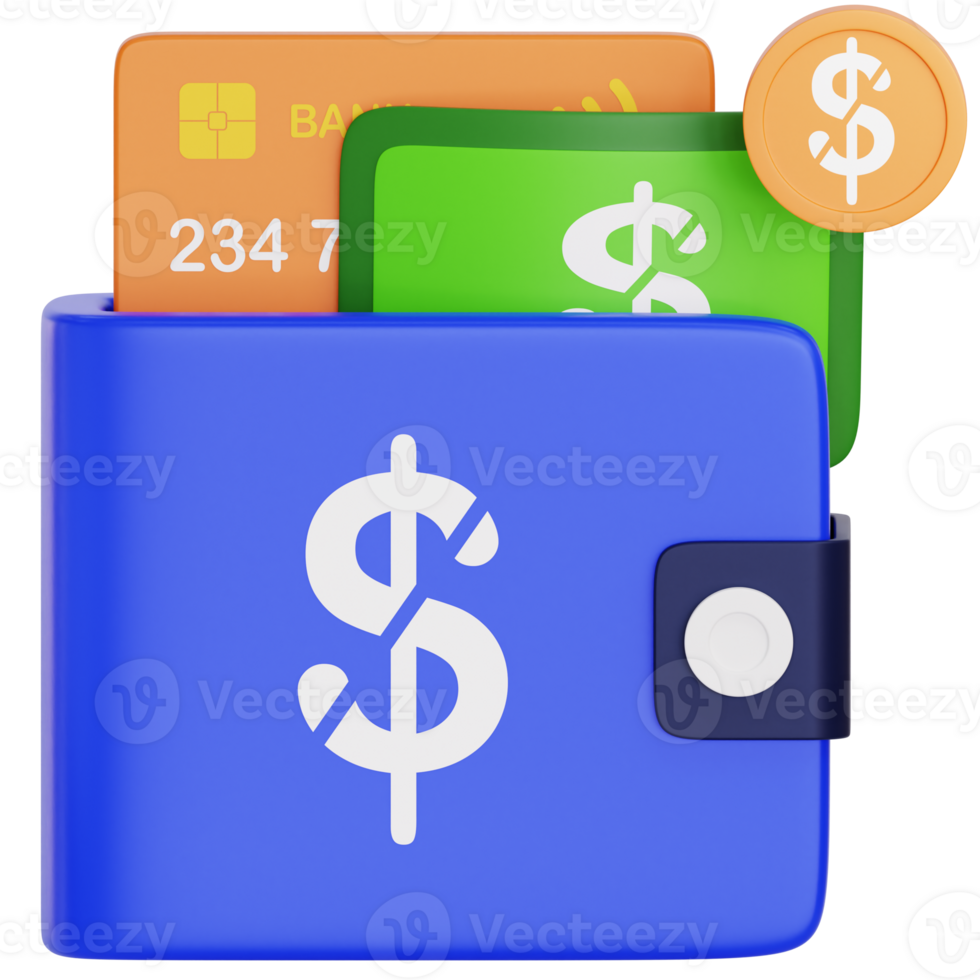 Wallet 3d icon. Payment icon 3d rendering png