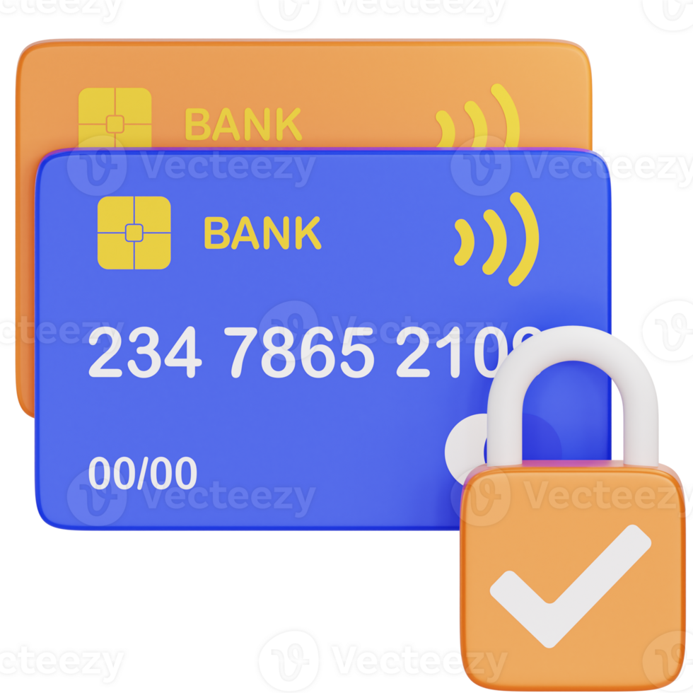 Secured 3d icon. Payment icon 3d rendering png