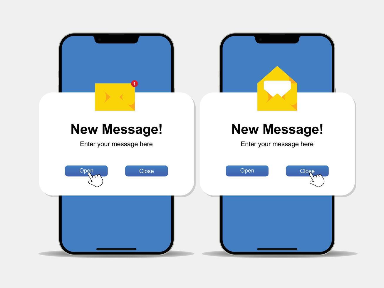 New Message Notification label on screen device Reminder concept Enter your message here New email vector