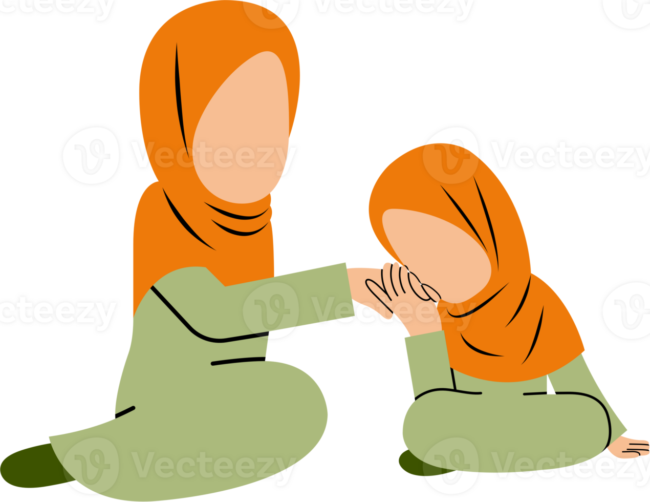 Muslim Girl Showing Respect To Her Mother By Kissing Hand png