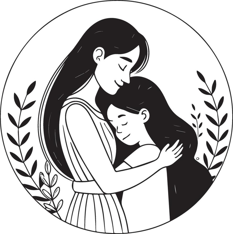 silhouette of mom with her child vector