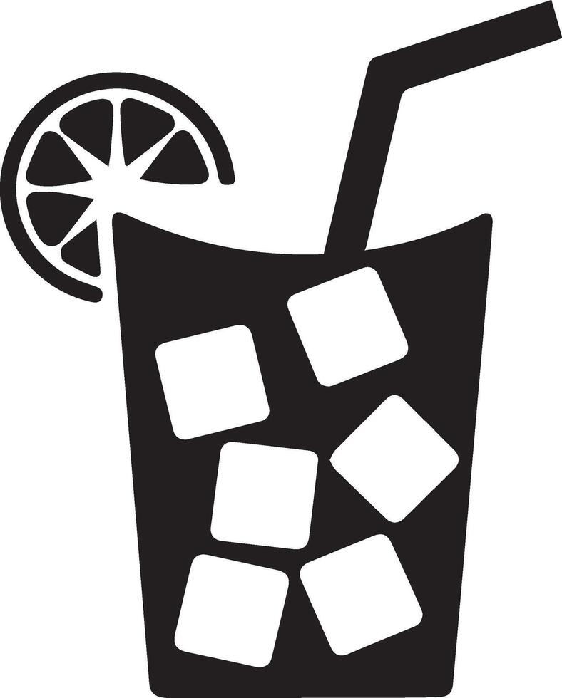 stylized cocktail drink in a tall glass, vector