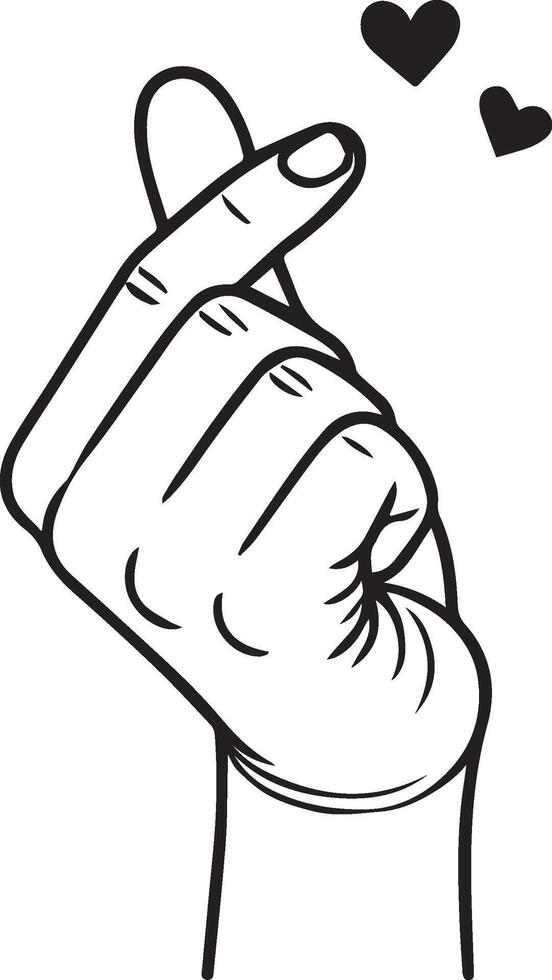 Kawaii Chibi style hand making finger heart gesture. vector