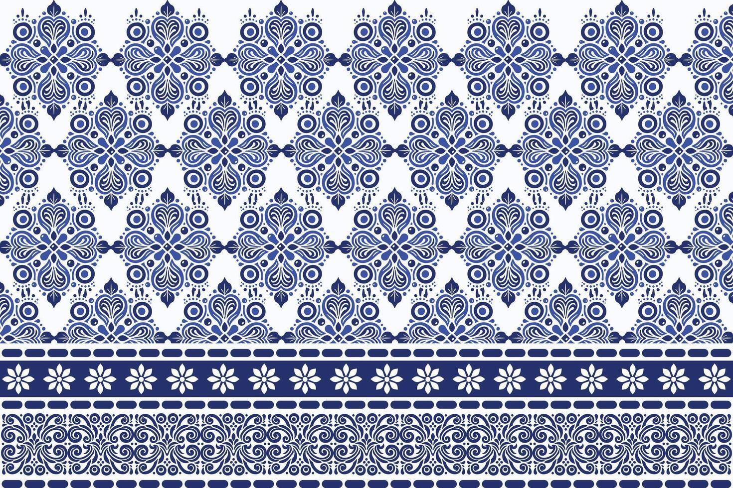 blue seamless floral design with antique arabesque borders for bohemian textile prints vintage wallpaper elegant summer fashion and intricate carpet patterns vector