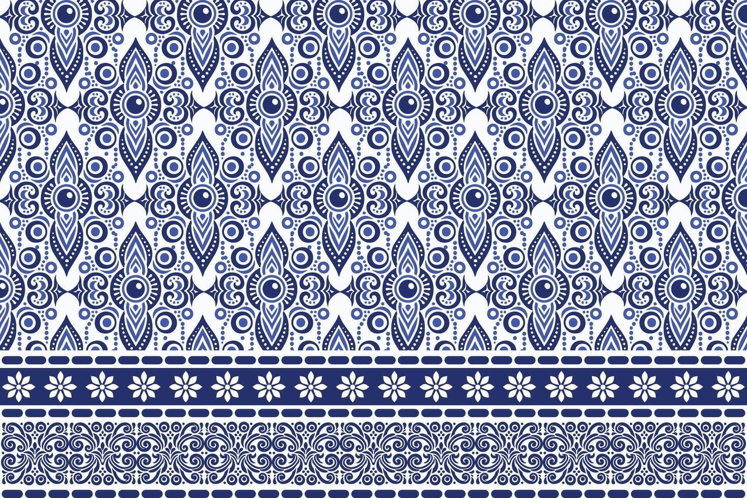 blue seamless floral design with antique arabesque borders for bohemian textile prints vintage wallpaper summer fashion and ornate carpet designs vector