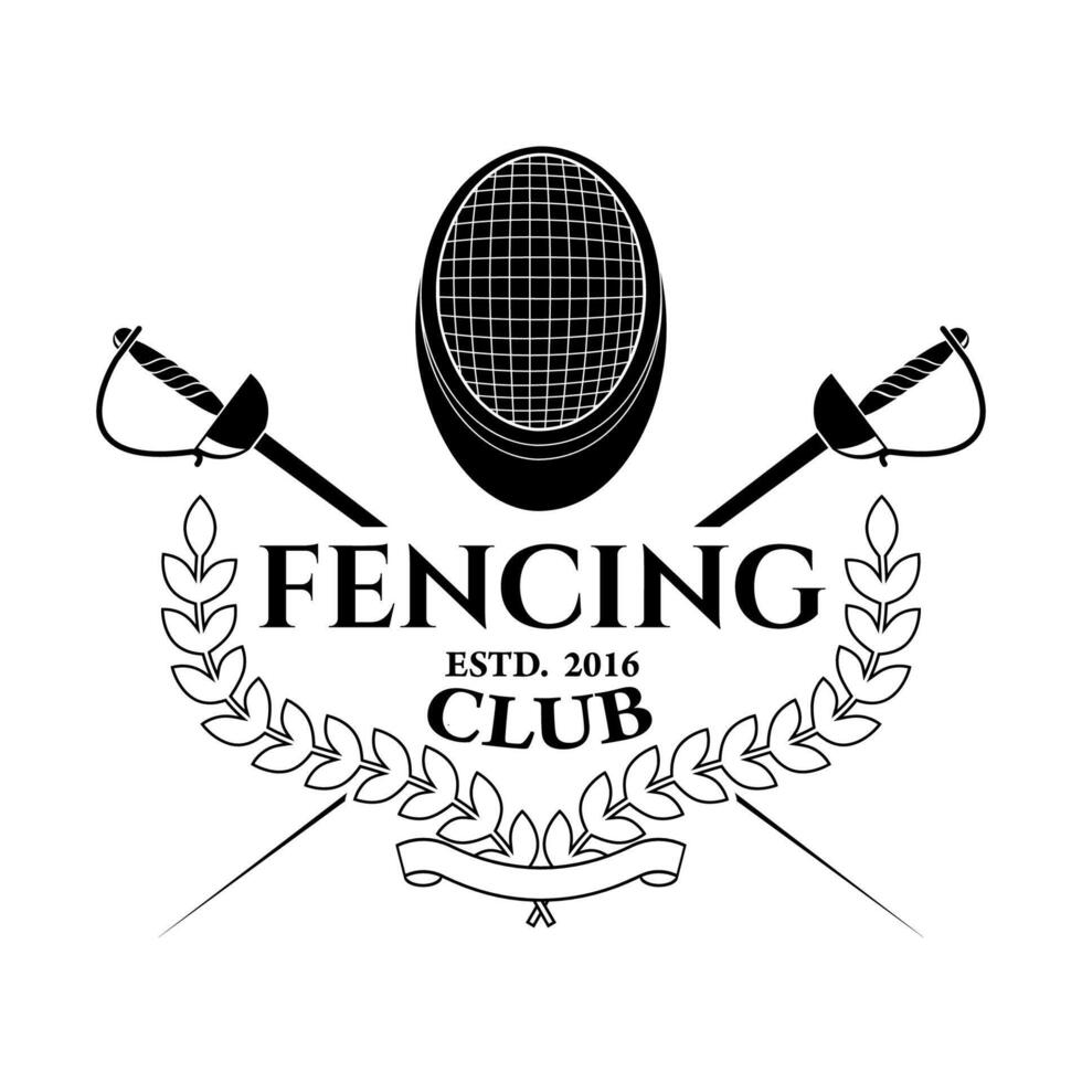 Fencing club label template. Fecting club icon. Fecting sport. fencing swords. design element. vector