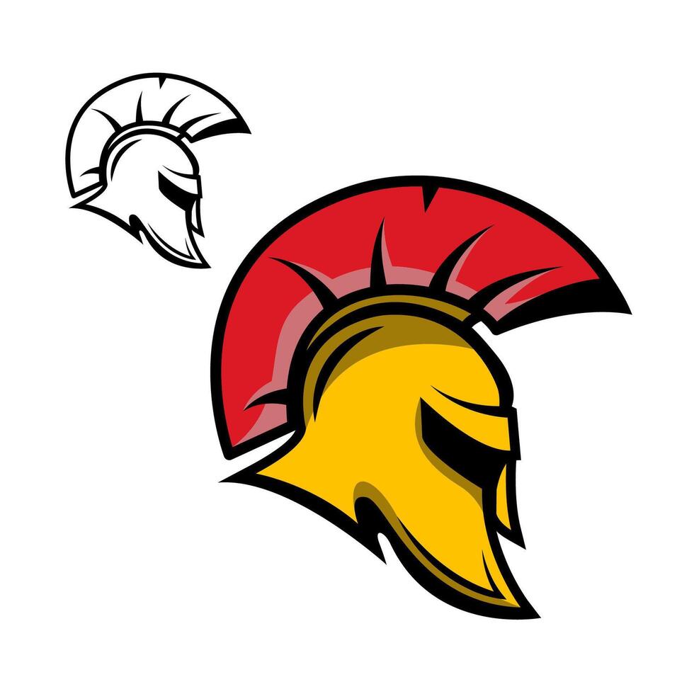 Spartan warrior helmet. Sports team emblem template. Design element for logo, label, emblem, sign. illustration. vector