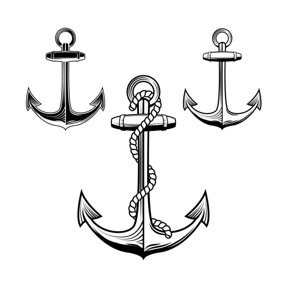 Anchors monochrome icons. Design element for logo, label, badge. illustration. vector