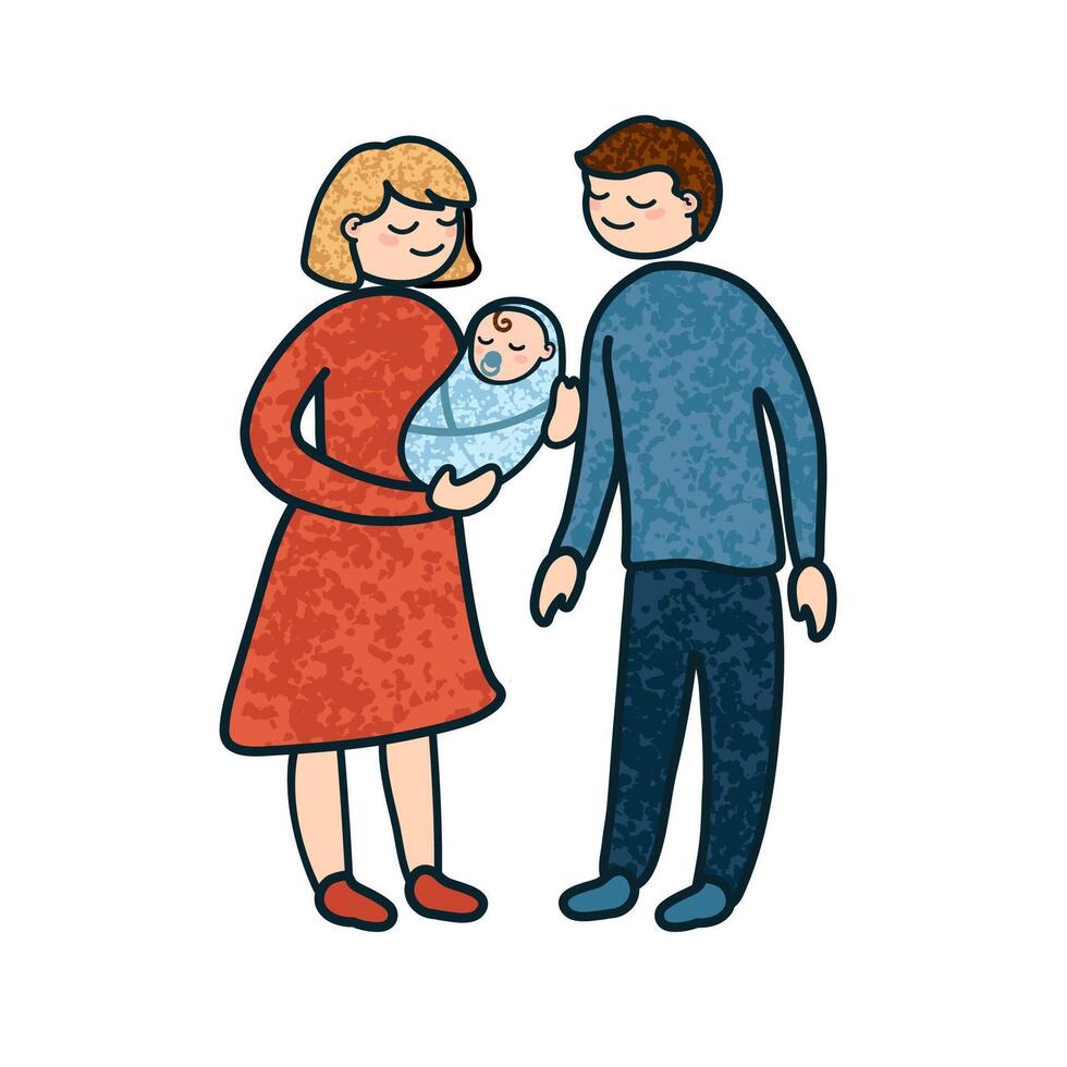 Illustration of a Family with a Newborn vector