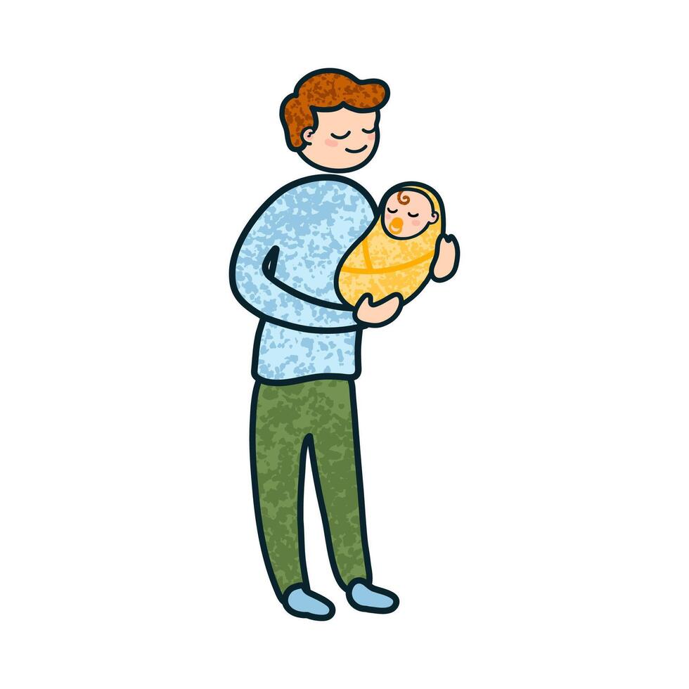 Illustration of a Man with a Newborn vector