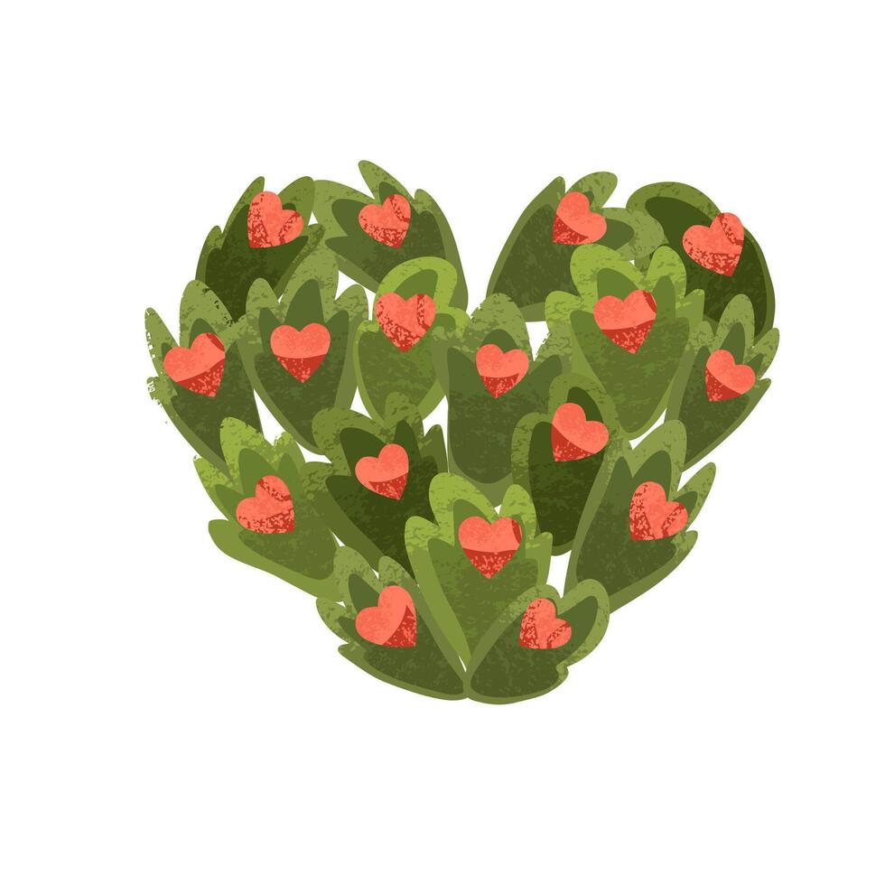 Colorful Cartoon Illustration of a Leaves are Laid Out in the Shape of a Heart vector