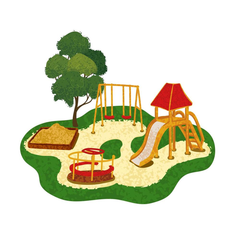 Colorful Cartoon Illustration of Playground Isolated on White Background vector