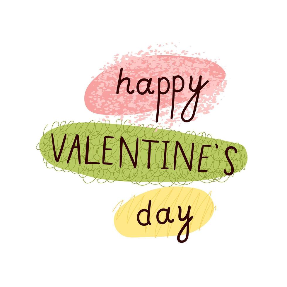 Colorful Cartoon Happy Valentines Day Lettering Isolated on White Background vector