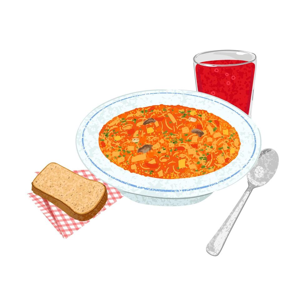 Colorful Cartoon Illustration of Russian lunch Isolated on White Background vector