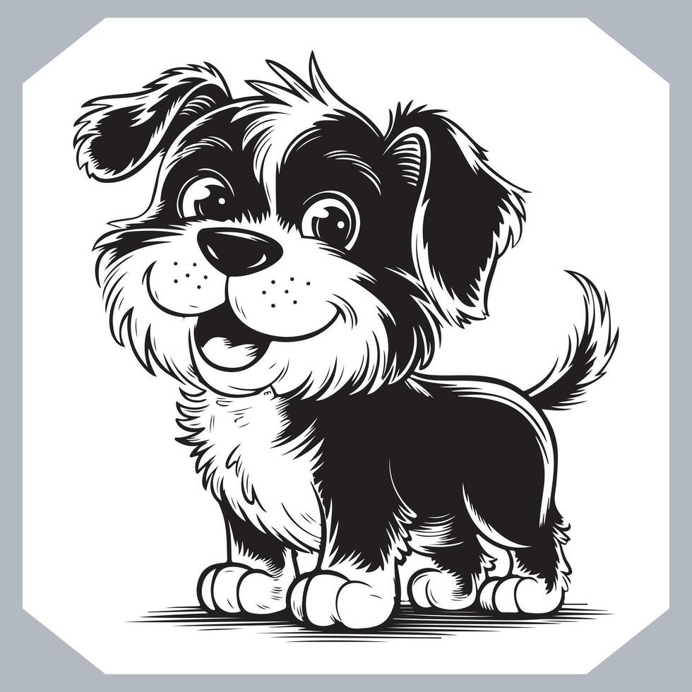 Cute Dog Silhouette Collection Black Sketch Art vector