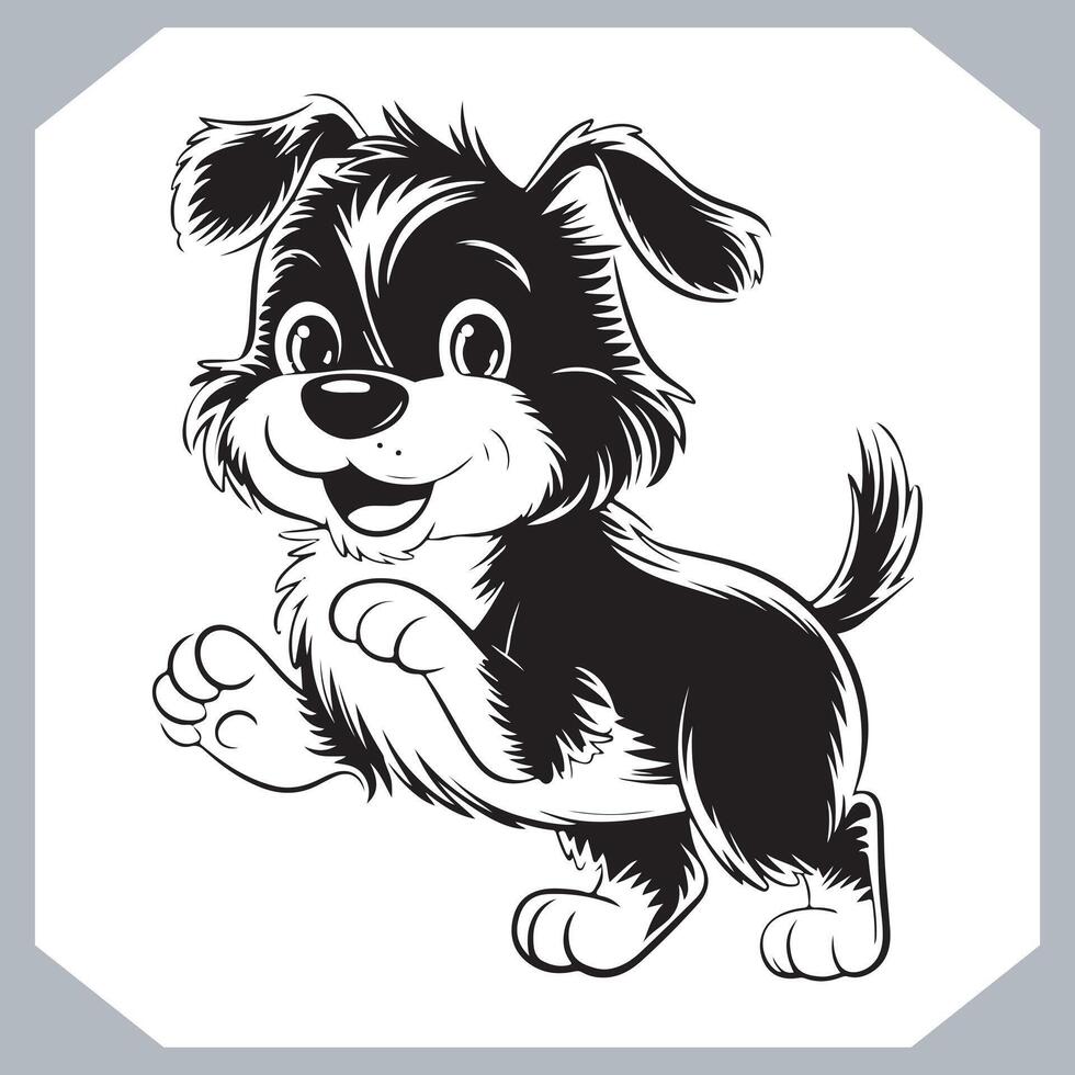 Adorable Dog Silhouette Art Black Sketch Collection vector