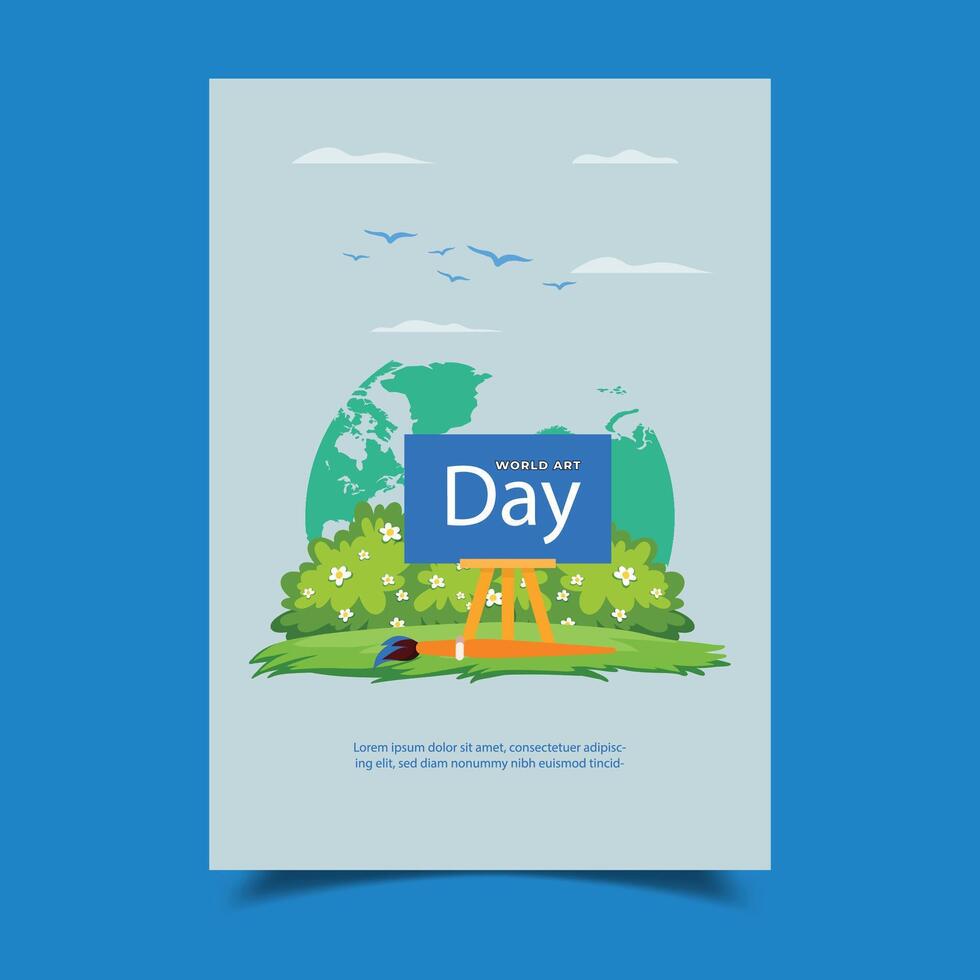 Flat world art day with nature background illustration vector