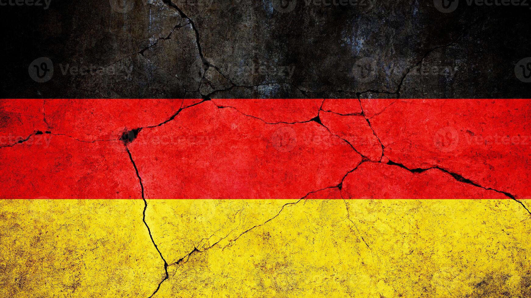 Germany flag on cracked damage concrete wall, concept. Economy and crisis, creativity. Freedom and patriotism. German nation photo