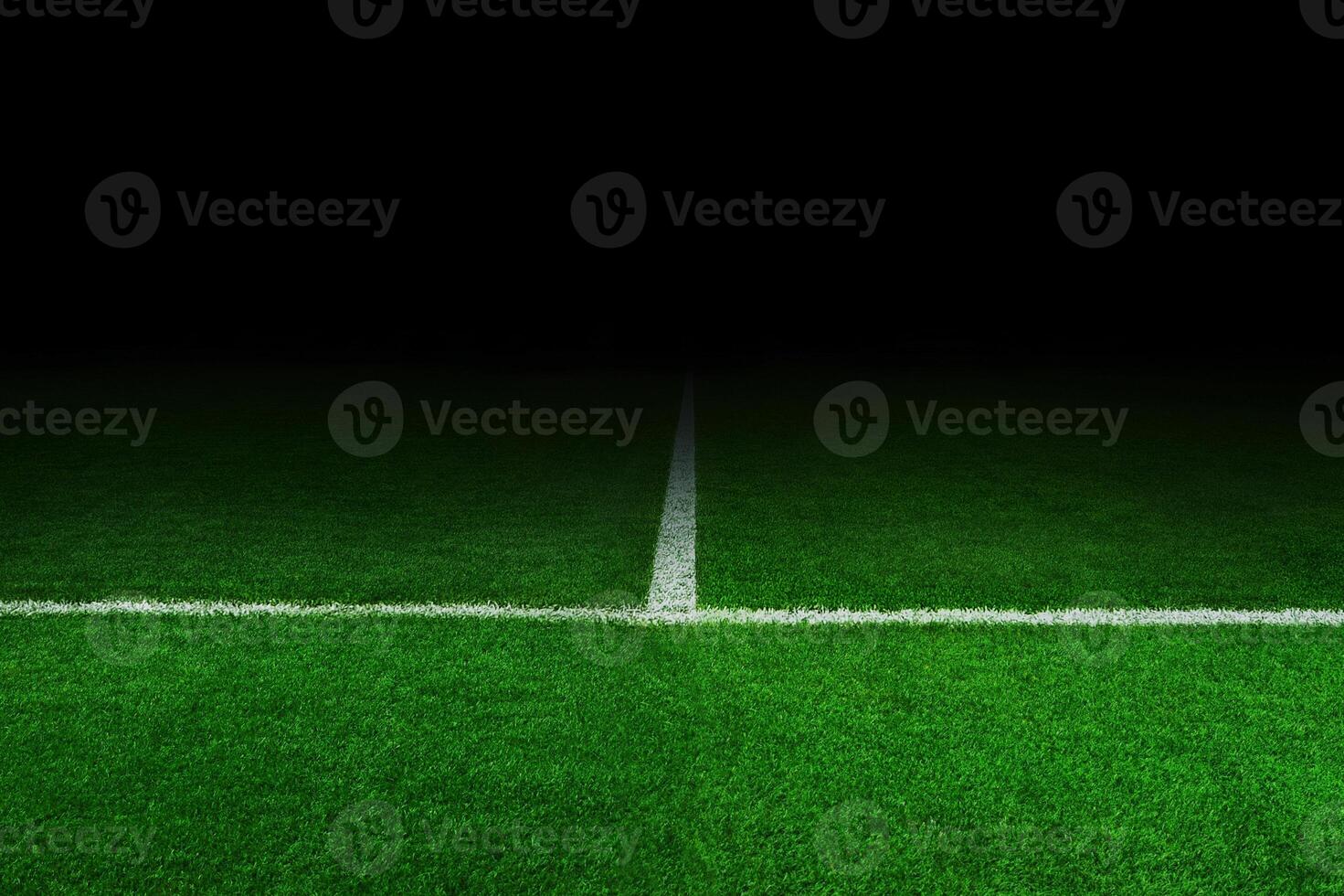 Soccer Stadium at night. Football and green field in the dark photo