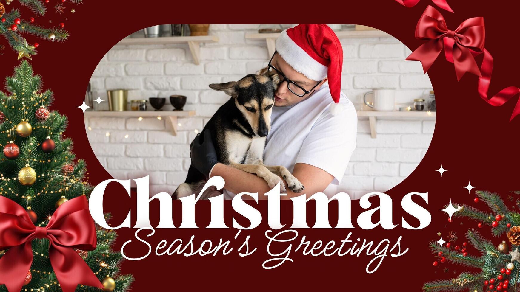 Christmas Themed Youtube Banner for Influencer with Christmas Decoration and ribbon template