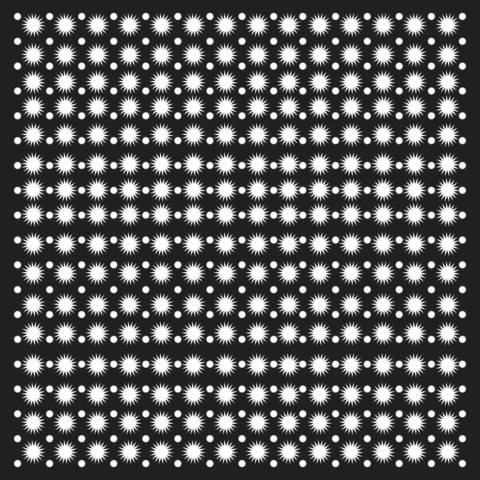 Black and White Star Grid Pattern with Unique Star Shapes vector