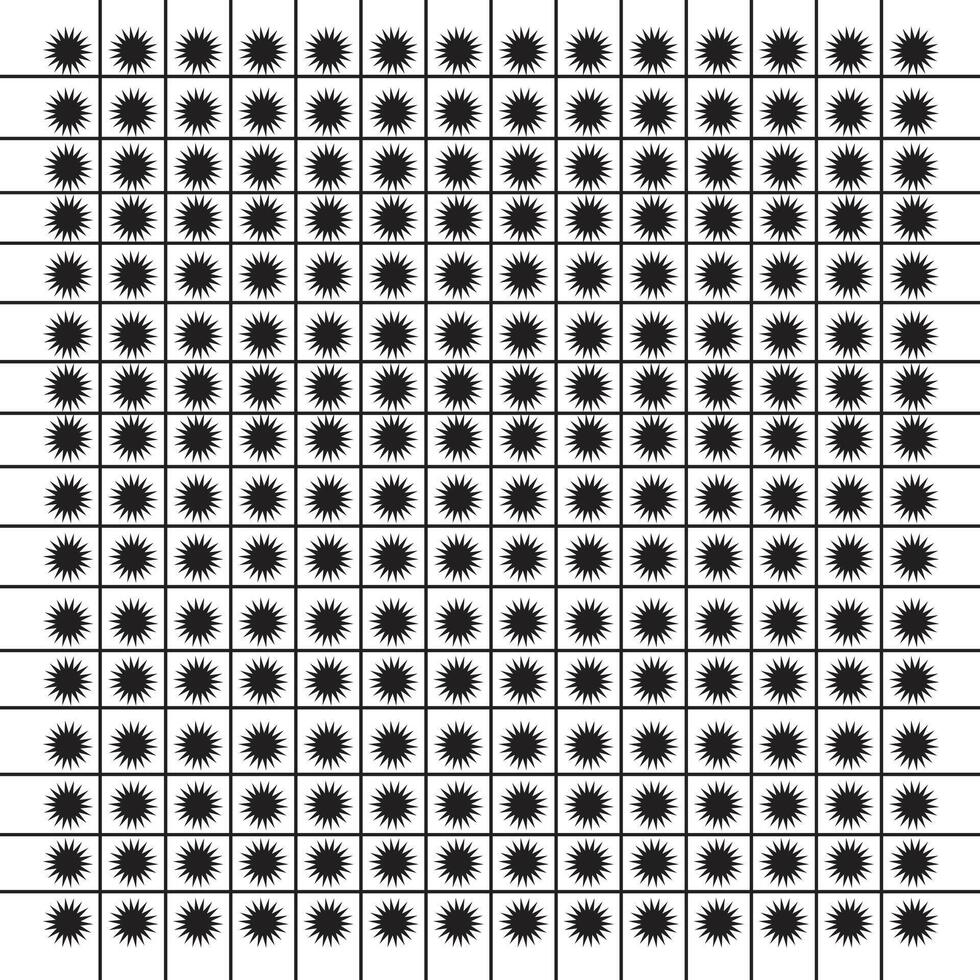 Black and White Star Pattern with Unique Designs in Grid Layout vector