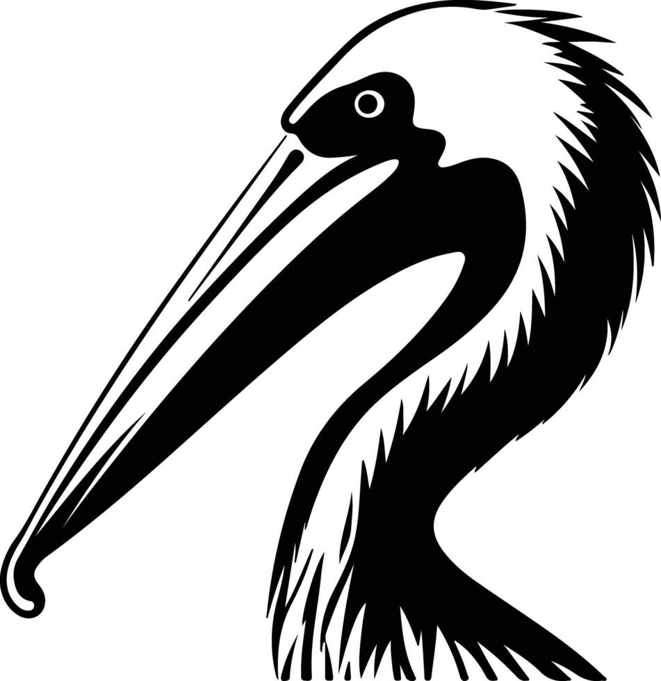charming Black silhouette of white pelican head vector