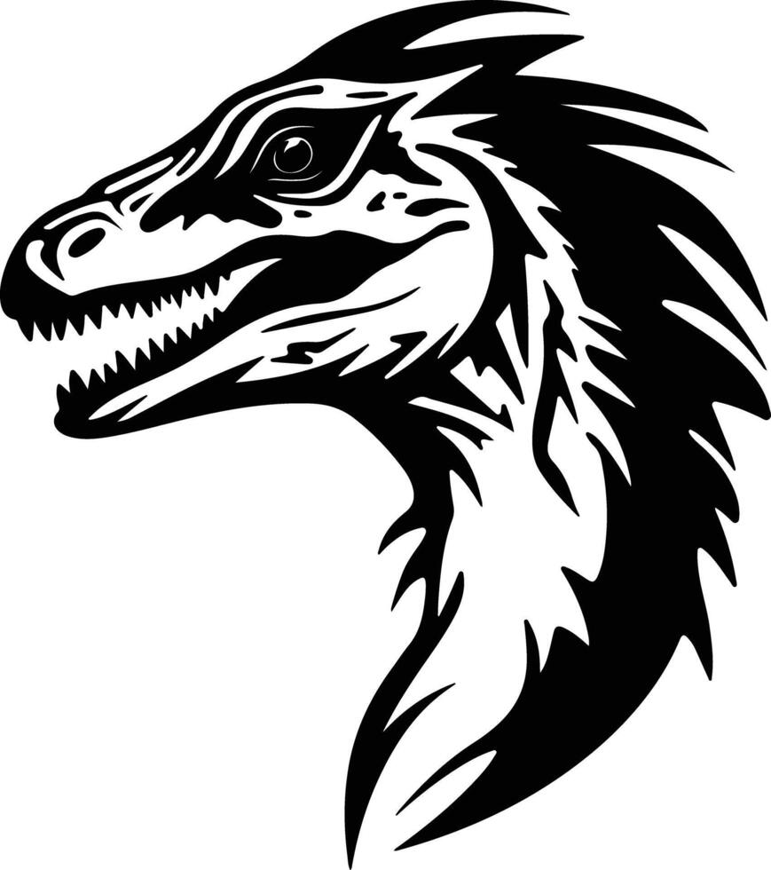 radiant Black silhouette of Utahraptor head vector
