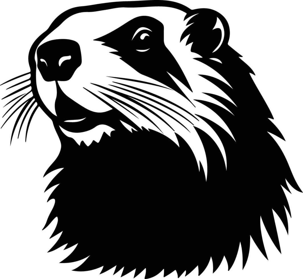 adorable Black silhouette of marmot head vector