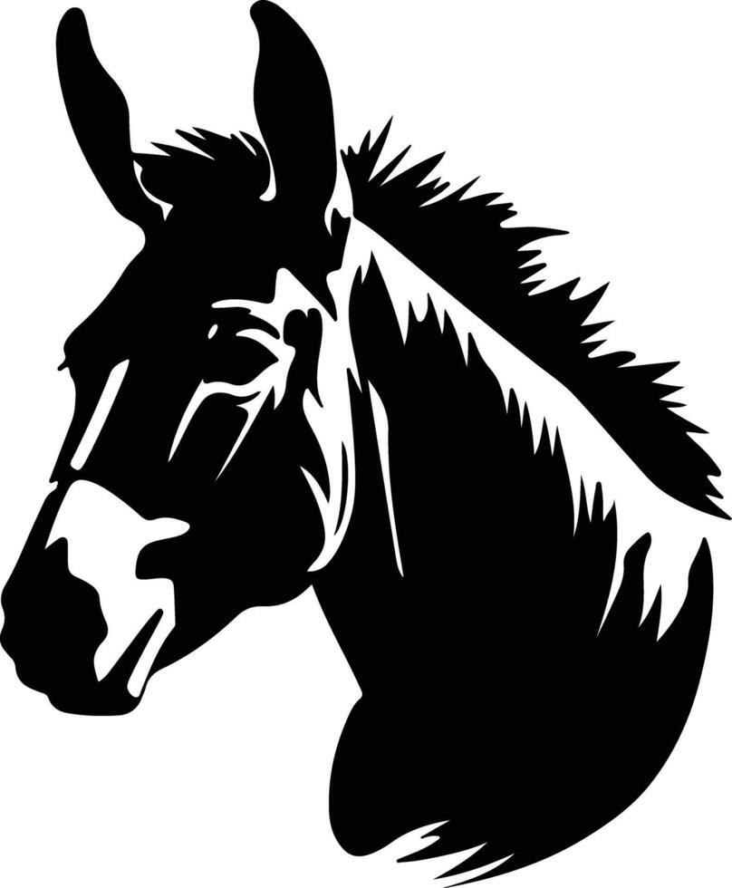 endearing Black silhouette of donkey head vector