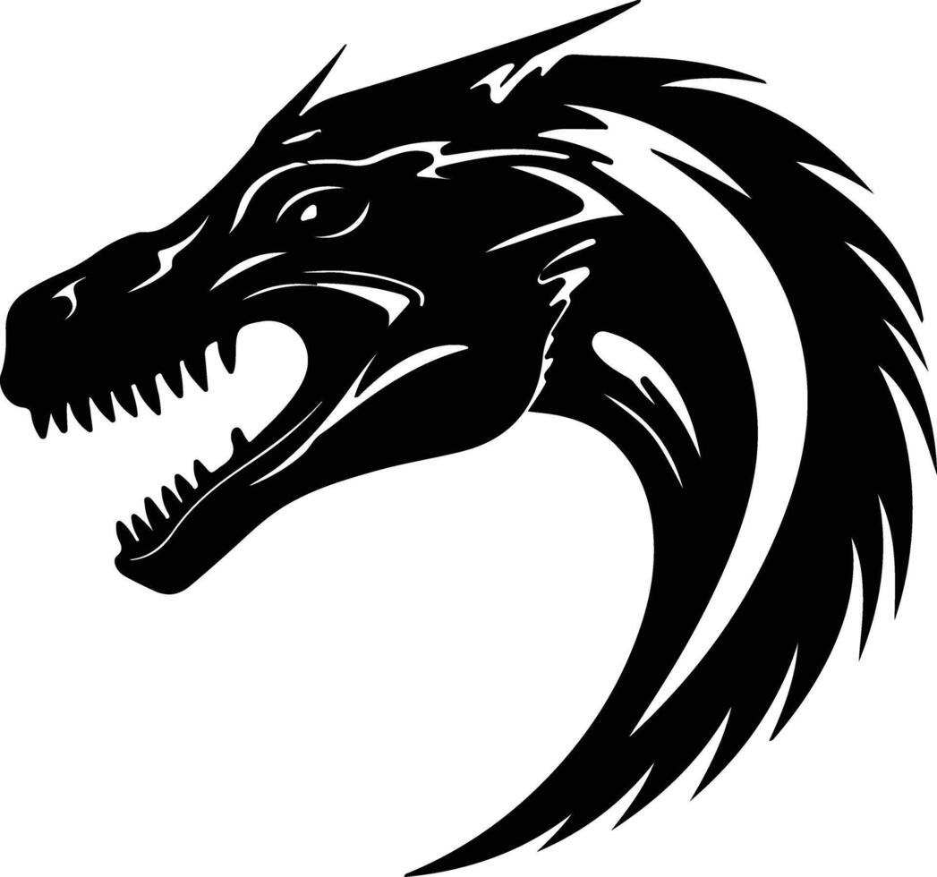 endearing Black silhouette of Ornitholestes head vector