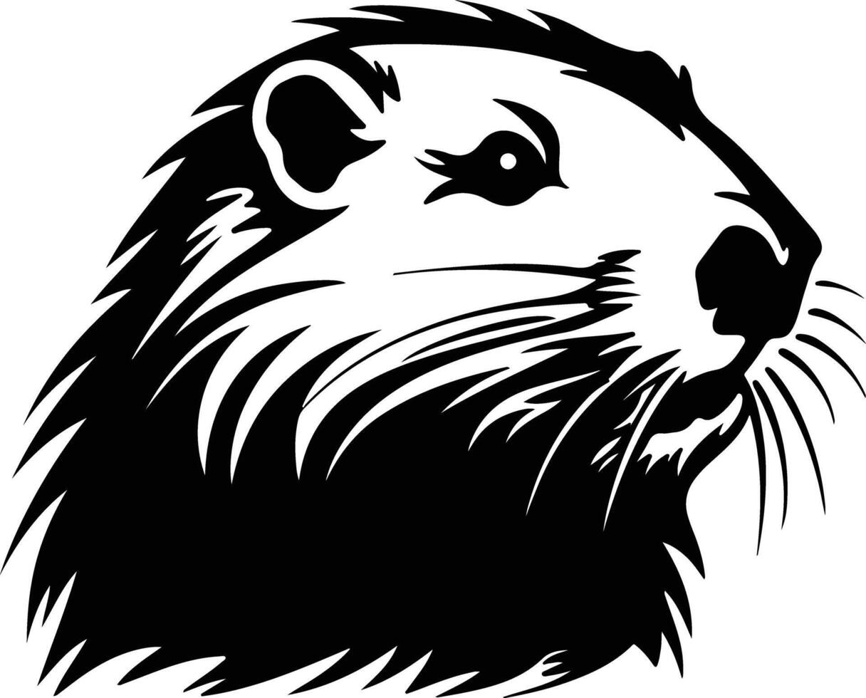 adorable Black silhouette of North American beaver head vector