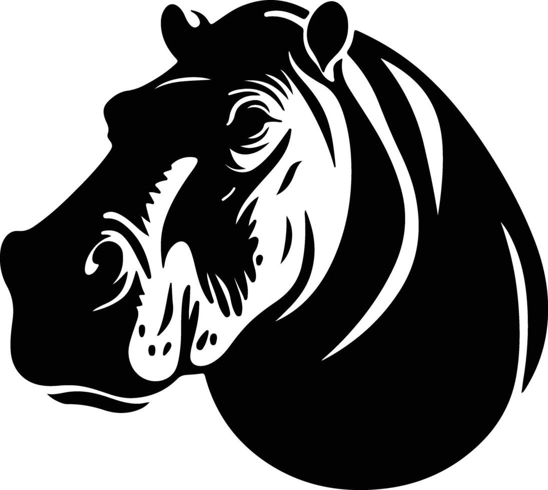 enchanting Black silhouette of hippo head vector