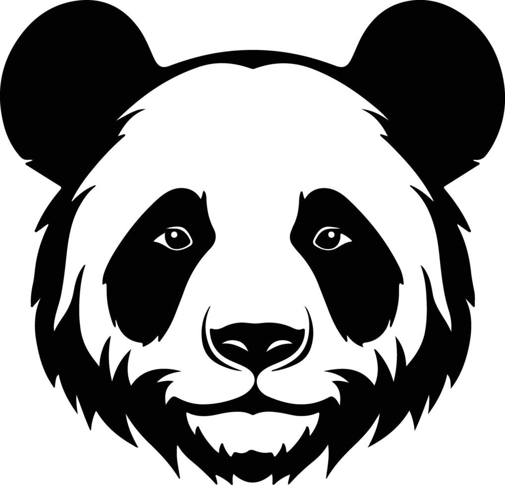 charming Black silhouette of panda head vector