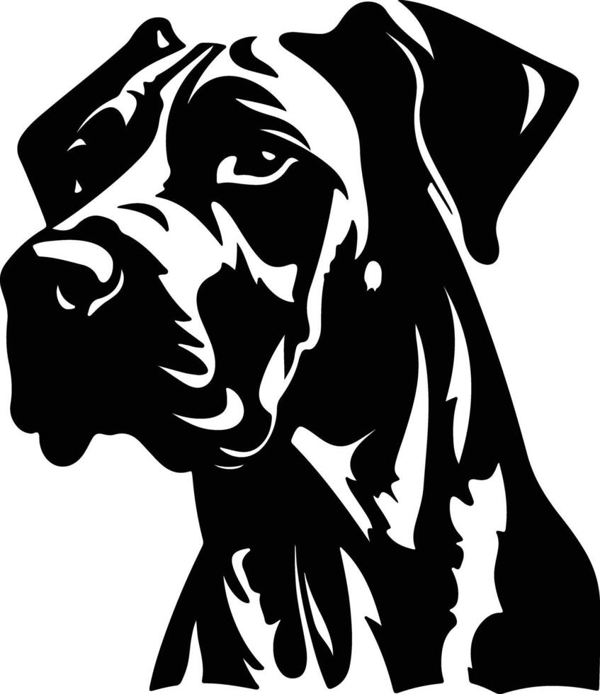 captivating Black silhouette of great Dane head vector