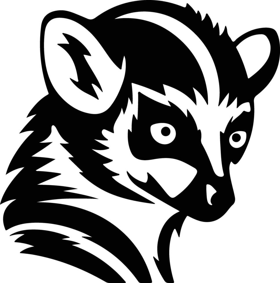 Black silhouette of lemur head vector