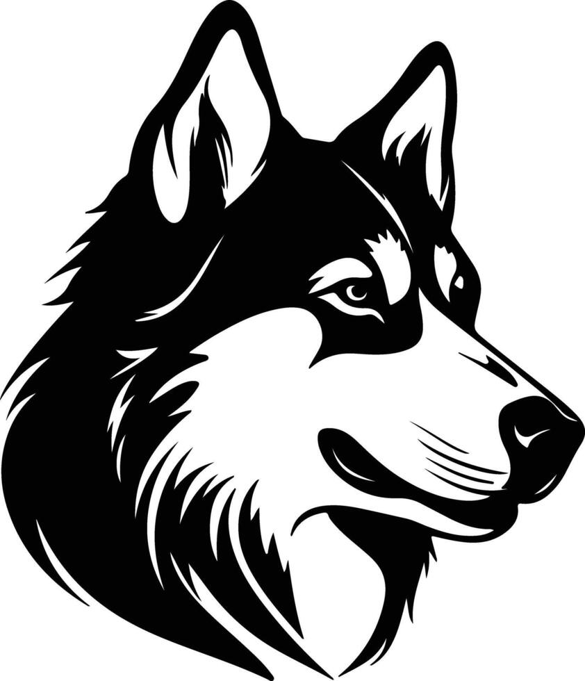 captivating Black silhouette of Siberian husky head vector